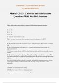 Mental Ch 33&colon; Children and Adolescents Questions With Verified Answers