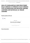 NGN ATI FUNDAMENTALS 2023 PROCTORED EXAM VERSION 1 & VERSION 2 EACH VERSION WITH 70 QUESTIONS AND DETAILED VERIFIED ANSWERS AND RATIONALE &sol;A&plus; GRADE ASSURED