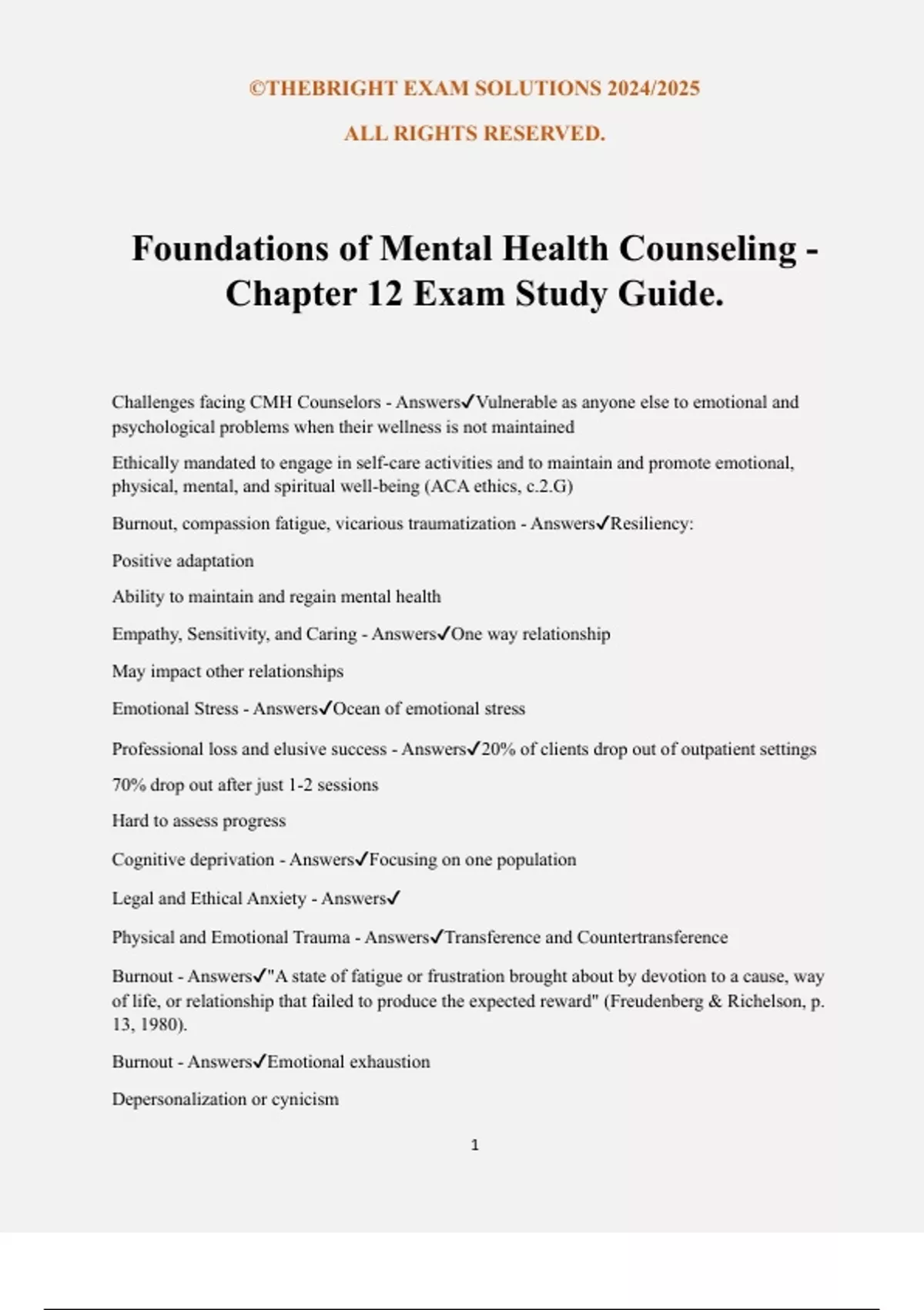Foundations of Mental Health Counseling - Chapter 12 Exam Study Guide ...