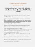 Oklahoma Insurance Exam&colon; Life & Health &ndash; Introduction Exam Questions With Verified Answers