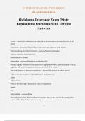 Oklahoma Insurance Exam &lpar;State Regulations&rpar; Questions With Verified Answers
