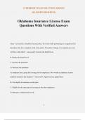 Oklahoma Insurance License Exam Questions With Verified Answers