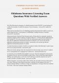 Oklahoma Insurance Licensing Exam Questions With Verified Answers