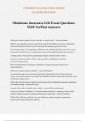 Oklahoma Insurance Life Exam Questions With Verified Answers