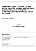 AHA ACLS POST TEST EXAM NEWEST 2024 ACTUAL EXAM TEST BANK 160 QUESTIONS AND CORRECT DETAILED ANSWERS WITH RATIONALES &lpar;VERIFIED ANSWERS&rpar; &vert;ALREADY GRADED A&plus;