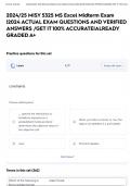 2024&sol;25 MISY 5325 MS Excel Midterm Exam &vert;2024 ACTUAL EXAM QUESTIONS AND VERIFIED ANSWERS &sol;GET IT 100&percnt; ACCURATE&vert;ALREADY GRADED A&plus;