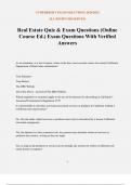 Real Estate Quiz & Exam Questions &lpar;Online Course Ed&period;&rpar; Exam Questions With Verified Answers