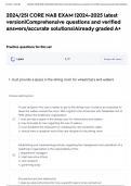 2024&sol;25&vert; CORE NAB EXAM &vert;2024-2025 latest version&vert;Comprehensive questions and verified answers&sol;accurate solutions&vert;Already graded A&plus;