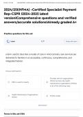 2024&sol;25&vert;&lpar;HFMA&rpar; -Certified Specialist Payment Rep-CSPR &vert;2024-2025 latest version&vert;Comprehensive questions and verified answers&sol;accurate solutions&vert;Already graded A&plus;