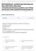 2024&sol;25&vert;&lpar;HFMA&rpar; -Certified Specialist Payment Rep-CSPR &vert;2024-2025 latest version&vert;Comprehensive questions and verified answers&sol;accurate solutions&vert;Already graded A&plus;