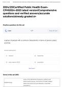 2024&sol;25&vert;Certified Public Health Exam- CPH&vert;2024-2025 latest version&vert;Comprehensive questions and verified answers&sol;accurate solutions&vert;Already graded A&plus;