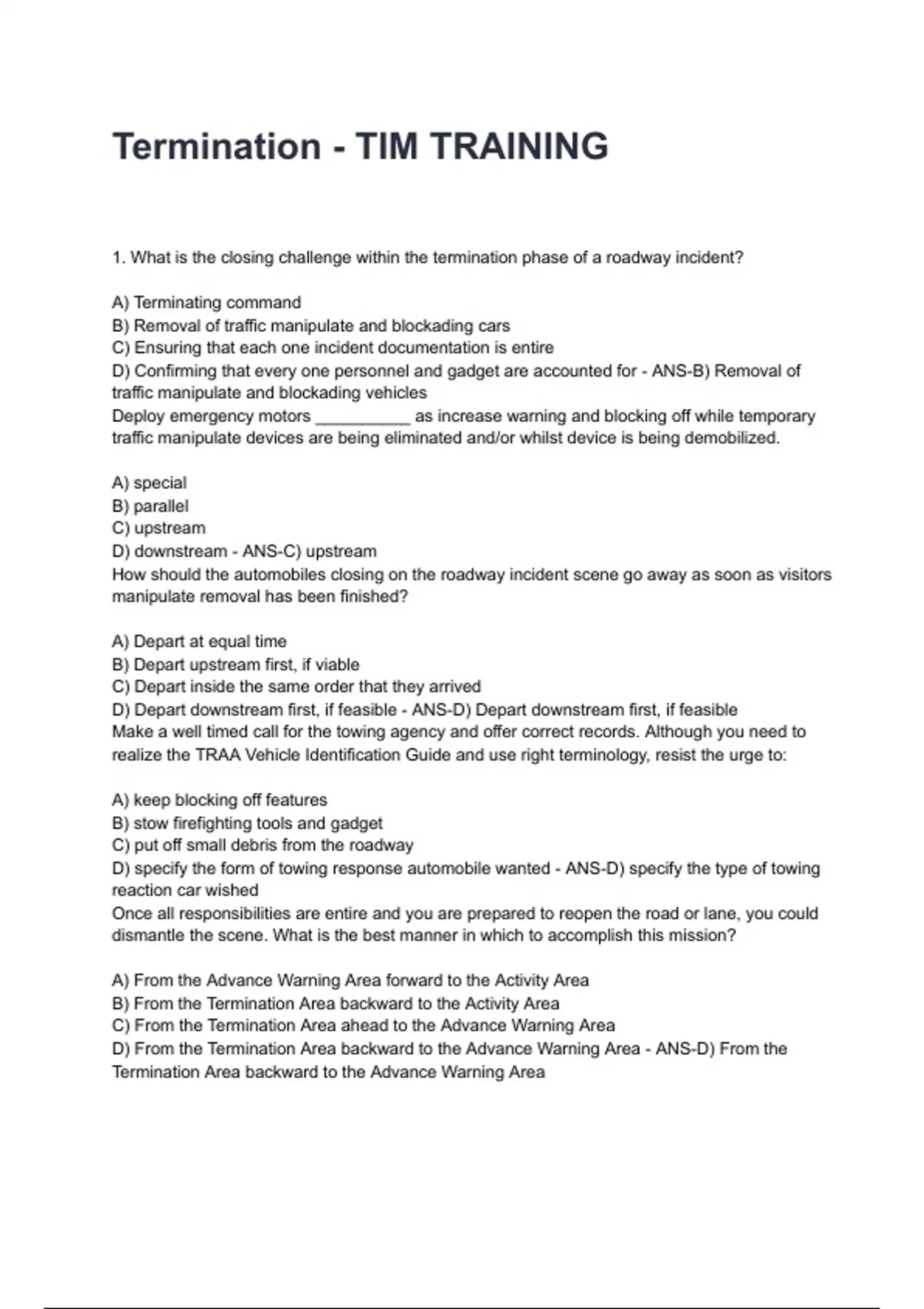 Trim Questions Termination - TIM TRAINING QUESTIONS AND CORRECT DETAILED ANSWERS WITH ...