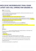 MCB 2010C MICROBIOLOGY FINAL EXAM LATEST 2025 FALL-SPRING FSW GRADED A&plus;