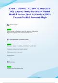 Exam 1&colon; NU664C&sol; NU 664C &lpar;Latest 2024&sol; 2025 Update&rpar; Family Psychiatric Mental Health I Review&vert; Qs & As&vert; Grade A&vert; 100&percnt; Correct &lpar;Verified Answers&rpar;- Regis