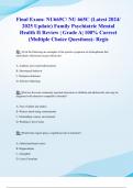 Final Exam&colon; NU665C&sol; NU 665C &lpar;Latest 2024&sol; 2025 Update&rpar; Family Psychiatric Mental Health II Review &vert; Grade A&vert; 100&percnt; Correct &lpar;Multiple Choice Questions&rpar;- Regis