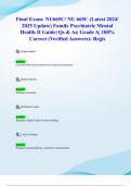Final Exam&colon; NU665C&sol; NU 665C &lpar;Latest 2024&sol; 2025 Update&rpar; Family Psychiatric Mental Health II Guide&vert; Qs & As&vert; Grade A&vert; 100&percnt; Correct &lpar;Verified Answers&rpar;- Regis