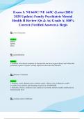 Exam 1&colon; NU665C&sol; NU 665C &lpar;Latest 2024&sol; 2025 Update&rpar; Family Psychiatric Mental Health II Review&vert; Qs & As&vert; Grade A&vert; 100&percnt; Correct &lpar;Verified Answers&rpar;- Regis
