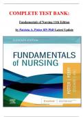   COMPLETE TEST BANK&colon; Fundamentals of Nursing 11th Edition by Patricia A&period; Potter RN PhD Latest Update