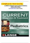  COMPLETE TEST BANK&colon; CURRENT Diagnosis and Treatment Pediatrics Edition 24th Edition by William Hay Latest Update&period;