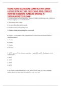 TEXAS FOOD MANAGERS CERTIFICATION EXAM LATEST WITH ACTUAL QUESTIONS AND CORRECT VERIFIED ANSWERS ALREADY GRADED A&plus; 100&percnt;GUARANTEED PASS&excl;