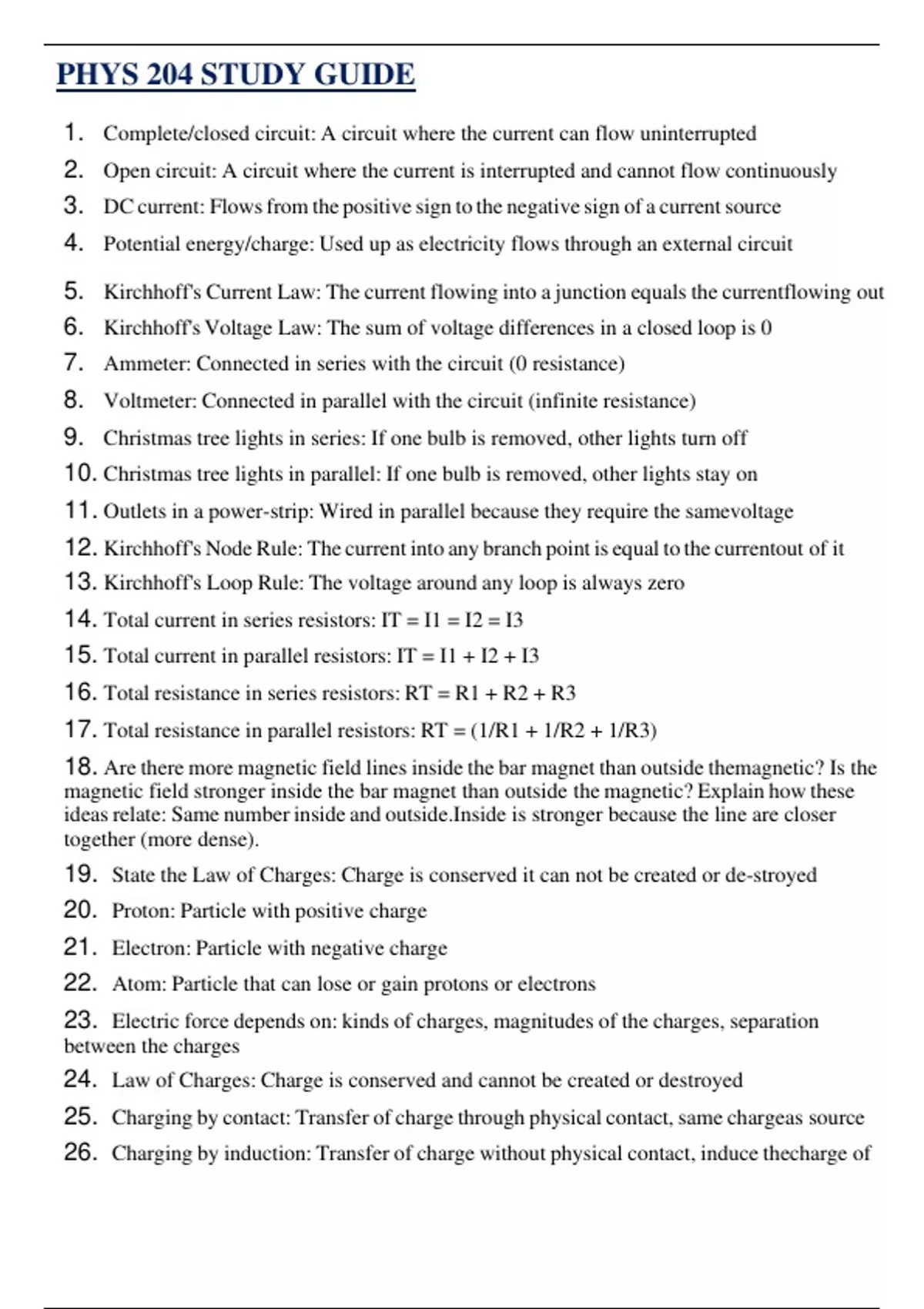 PHYS 204 STUDY GUIDE 2024/2025 | QUESTIONS WITH 100% VERIFIED ANSWERS ...