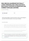2024 HESI RN LEADERSHIP EXIT EXAM 7 LATESTVERSIONS AND 3 PRACTICE EXAM EACH EXAM CONTAINS 55 QUESTIONS AND CORRECT DETAILED ANSWERS