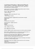 Last Exam Practice Abnormal Psych Questions and Verified Answers &vert;100&percnt; Correct &vert; Complete solution &vert; A&plus; Grade &vert; Latest Update 2024 &sol; 2025 