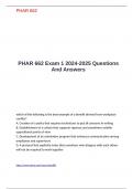 PHAR 662 Exam 1 2024-2025 Questions And Answers