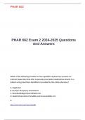 PHAR 662 Exam 2 2024-2025 Questions And Answers