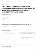ENDOCRINOLOGY BOARDS ABIM EXAM LATESTVERSION 2024-2025 ACTUAL EXAM 180 QUESTIONS AND CORRECT DETAILED ANSWERS WITH RATIONALES
