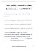 California RDH Law and Ethics Exam Questions and Answers 100&percnt; Solved