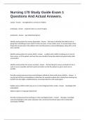 Nursing 170 Study Guide Exam 1 Questions And Actual Answers&period;