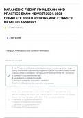 PARAMEDIC FISDAP FINAL EXAM AND PRACTICE EXAM NEWEST 2024-2025 COMPLETE 800 QUESTIONS AND CORRECT DETAILED ANSWERS