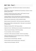 MLT 102 - Test 1 Questions and Verified Answers &vert;100&percnt; Correct &vert; Complete solution &vert; A&plus; Grade &vert; Latest Update 2024 &sol; 2025 