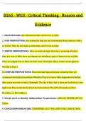 WGU D265 CRITICAL THINKING REASON AND EVIDENCE &lpar;Latest 2024&sol; 2025 Update&rpar; Questions and Verified Answers &vert;100&percnt; Correct&vert; Grade A 