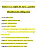 Edexcel GCSE English 2&period;0 Paper 1 Question Breakdown and Timing Guide &lpar;Latest 2024&sol; 2025 Update&rpar; Questions and Verified Answers &vert;100&percnt; Correct&vert; Grade A