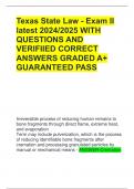 Texas State Law - Exam II latest 2024&sol;2025 WITH QUESTIONS AND VERIFIIED CORRECT ANSWERS GRADED A&plus; GUARANTEED PASS