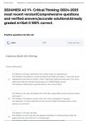2024&vert;HESI A2 V1- Critical Thinking &vert;2024-2025 most recent version&vert;Comprehensive questions and verified answers&sol;accurate solutions&vert;Already graded A&plus;&vert;Get it 100&percnt; correct&period;
