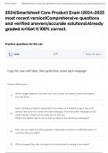 2024&vert;Smartsheet Core Product Exam &vert;2024-2025 most recent version&vert;Comprehensive questions and verified answers&sol;accurate solutions&vert;Already graded A&plus;&vert;Get it 100&percnt; correct&period;