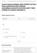Airport Master firefighter &vert;2024 UPDATE &vert;ACTUAL EXAM QUESTIONS AND VERIFIED ANSWERS&sol;ACCURATE SOLUTIONS &vert;GET IT 100&percnt; CORRECT&excl;&excl; ALREADY GRADED A&plus;