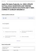 Alpha Phi Alpha Fraternity&comma; Inc&period; &vert;2024 UPDATE &vert;ACTUAL EXAM QUESTIONS AND VERIFIED ANSWERS&sol;ACCURATE SOLUTIONS &vert;GET IT 100&percnt; CORRECT&excl;&excl; ALREADY GRADED A&plus;