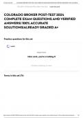 COLORADO BROKER POST-TEST 2024 COMPLETE EXAM QUESTIONS AND VERIFIED ANSWERS&vert; 100&percnt; ACCURATE SOLUTIONS&vert;ALREADY GRADED A&plus;