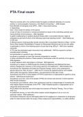 PTA Final exam QUESTIONS AND CORRECT DETAILED ANSWERS WITH RATIONALES 2025&sol;2026 &lpar;VERIFIED ANSWERS&rpar; &vert;ALREADY GRADED A&plus;