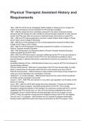 Physical Therapist Assistant History and Requirements QUESTIONS AND CORRECT DETAILED ANSWERS WITH RATIONALES 2025&sol;2026 &lpar;VERIFIED ANSWERS&rpar; &vert;ALREADY GRADED A&plus;