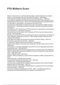 PTA Midterm Exam QUESTIONS AND CORRECT DETAILED ANSWERS WITH RATIONALES 2025&sol;2026 &lpar;VERIFIED ANSWERS&rpar; &vert;ALREADY GRADED A&plus;