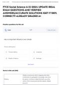 FTCE Social Science 6-12 &vert;2024 UPDATE &vert;REAL EXAM QUESTIONS AND VERIFIED ANSWERS&sol;ACCURATE SOLUTIONS &vert;GET IT 100&percnt; CORRECT&excl;&excl; ALREADY GRADED A&plus;