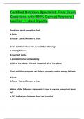 Certified Nutrition Specialist&colon; Final Exam Questions with 100&percnt; Correct Answers &vert; Verified &vert; Latest Update