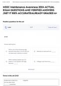 MSSC Maintenance Awareness 2024 ACTUAL EXAM QUESTIONS AND VERIFIED ANSWERS &sol;GET IT 100&percnt; ACCURATE&vert;ALREADY GRADED A&plus;