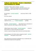 Culture and Society - Exam 1 Questions and Answers A&plus; Guide