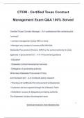 CTCM - Certified Texas Contract Management Exam Q&A 100&percnt; Solved